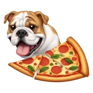 English bulldog eating pizza sticker