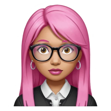 Rapper Nicki Minaj pink hair wear glasses sticker