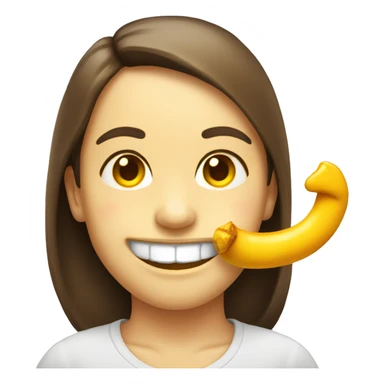 Kissing/smiling emoji with a yellow bone in mouth sticker