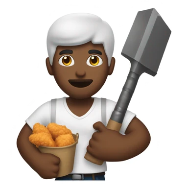 man holding a weapon and a chicken bucket sticker