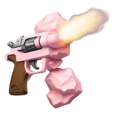 Light pink gun blowing up a rock sticker