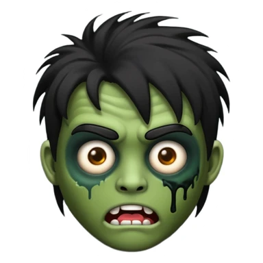 crie um emoji de zumbi homen com o cabelo de emo de anime grande cobrindo o rosto assim🧟 sticker