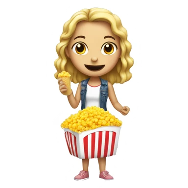 girl eat popocorn sticker