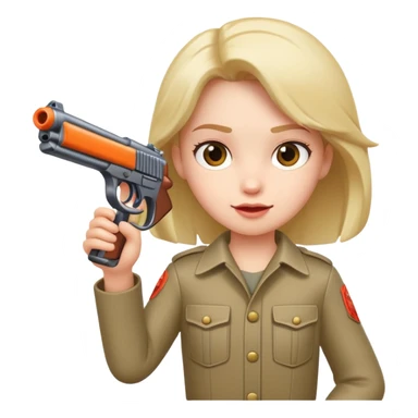 character holding a toy gun, playful expression sticker