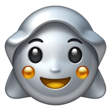 Silver chrome sparkle emoji, iOS emoji style, minimal shape, glossy metallic shine, clean background, smooth lighting sticker