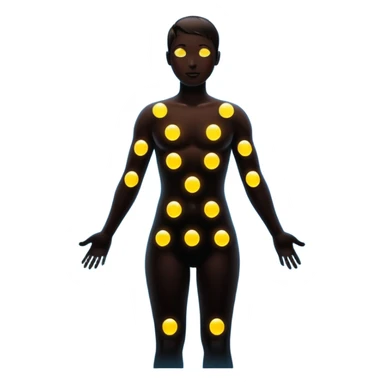 human silhouette with seven glowing dots along the body sticker