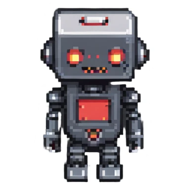 8-bit style robot character with square head sticker