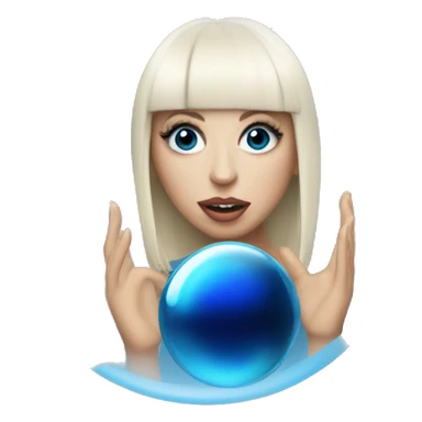 lady gaga with fringe holding blue gazing glass ball sticker
