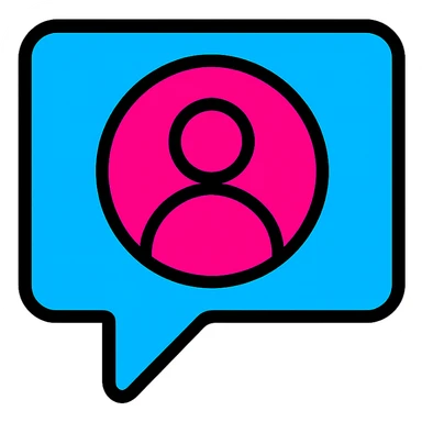 social media icon with bold electric blue and magenta colors reminiscent of gaming gear, modern icon style, colorful, sharp lines sticker