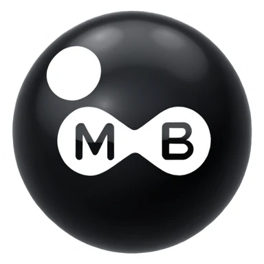 Black ball (MB) written on it. sticker