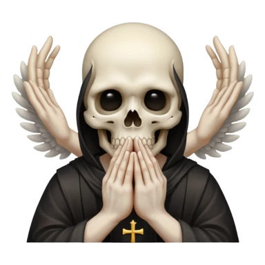 make a skull face like this💀but agnel and demon one with there hands going like this 🤞 sticker