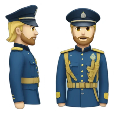 Blond man with a beard gendarme in blue uniform sticker