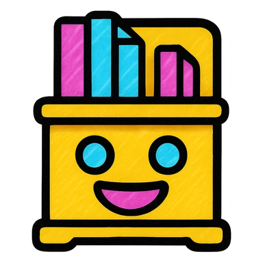 colorful and playful bookshelf emoticon sticker