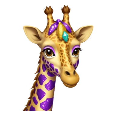 Girafa com colar roxo com glitter sticker