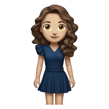 White girl with brown hair dark blue ruffle sleeve wrap dress full body sticker