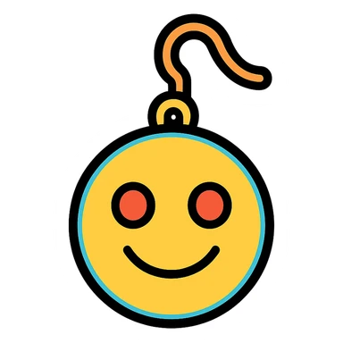 earring shaped like an emoji icon with color outline sticker