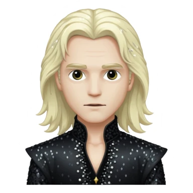 Lestat de Lioncourt with long platinum blonde hair, black sequin outfit sticker