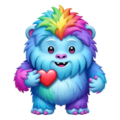rainbow yeti heart hands sticker