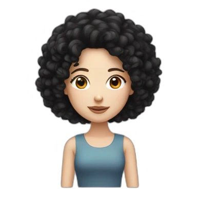 White girl with frizzy black hair sticker