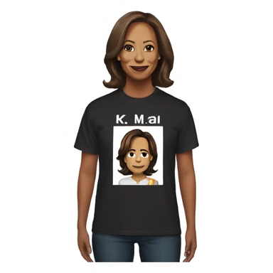Wearing a Kamala Harris shirt sticker
