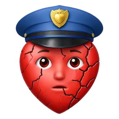 Corazón roto con gorra de policia sticker