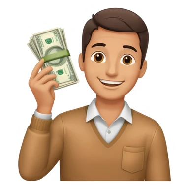 Man using stack of money as phone  sticker