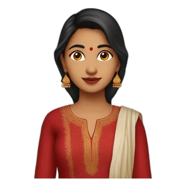 indian girl wearing full sleeve blood red kurti sticker