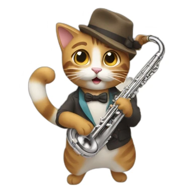 un chat jouant de la flûte sticker