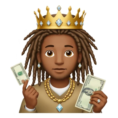 Black man dreads with crown diamond jewelry and money  sticker