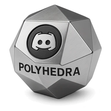Polyhedra company logo for Discord, black and white sticker