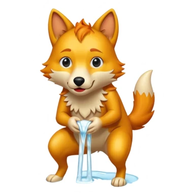A ginger wolf peeing  sticker