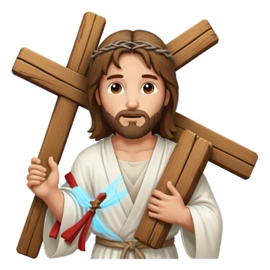 JESUS CARRYING HIS ACROSS ON HIS BACK sticker