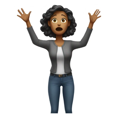 shocked woman hands up full body sticker