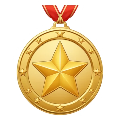 golden medal in star shape, central empty space, details in border, golden sticker