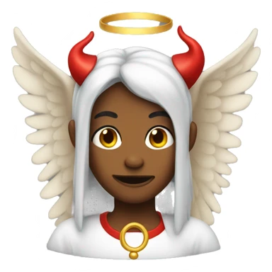 Angel wearing devil horns sticker