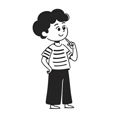 little boy pointing at his mouth sticker