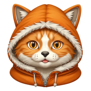 The emoji orange cat with a wolf's hood on its head
Lire this sticker