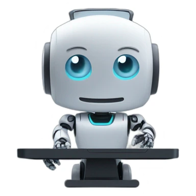 Ai robot at computer joining a video call sticker