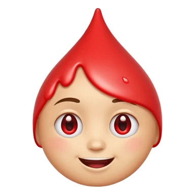 Emoji face with water drop on head but make water drop red sticker