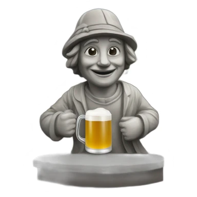 statue de l'ile de paque qui boit une biere sticker