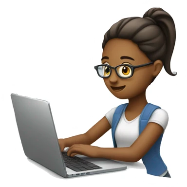 a girl designing something on her laptop sticker
