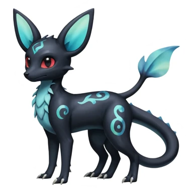 Nebulae Gothic Spooky Shiny Iridescent Umbreon-Salandit-Cubone-Duskull-Noibat-Fakémon-hybrid-creature (full body)  sticker