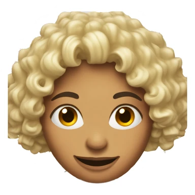 Woman with missing teeth and has curly hair. Teeth spaced like a jack-o’-lantern  sticker