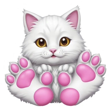Fluffy white cat paw with six toes and claws sticker