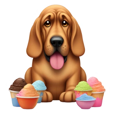 Fat bloodhound surrounded by ice cream sticker