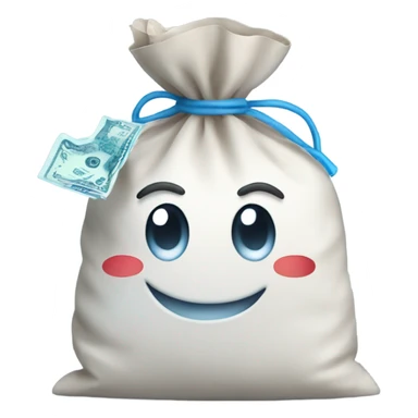 happy bag of snow holding a dollar sticker