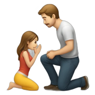 Man on knees facing woman sticker