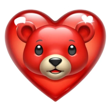 Oso de cristal con un corazón rojo sticker