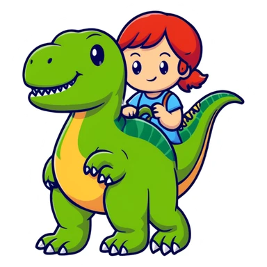 red-haired girl with a dinosaur tail and paws sticker