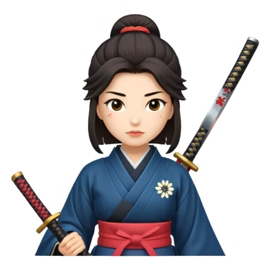 lady samurai holds katana japanese traditional clothing sticker